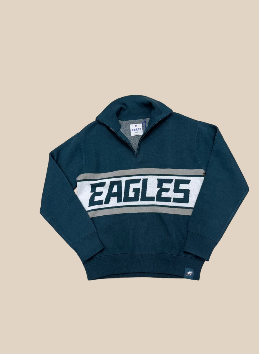 EAGLES LOGO STRIPED QUARTER ZIP – Bedazzled Boutique