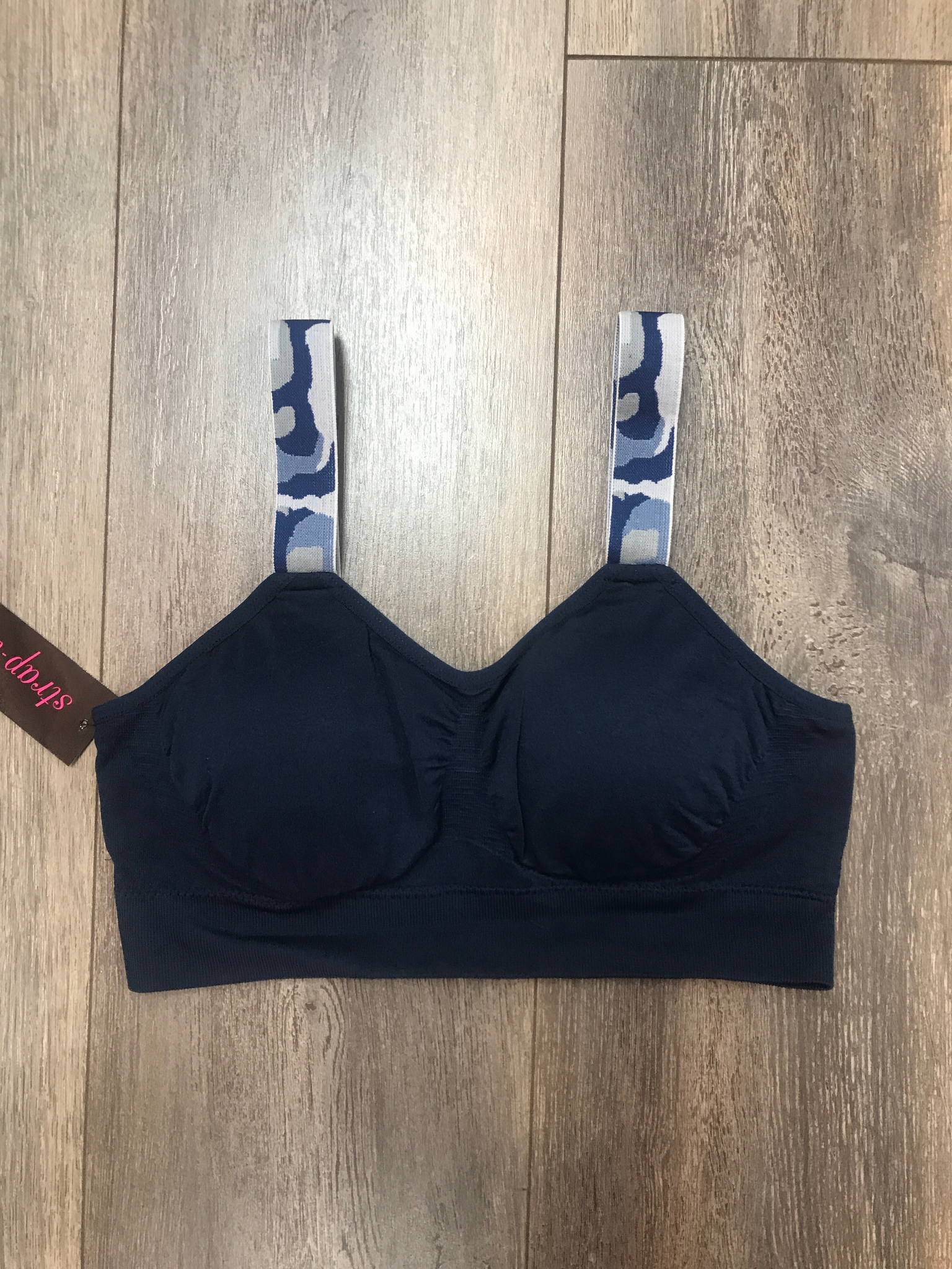 BLUE CAMO (attached to our navy bra)
