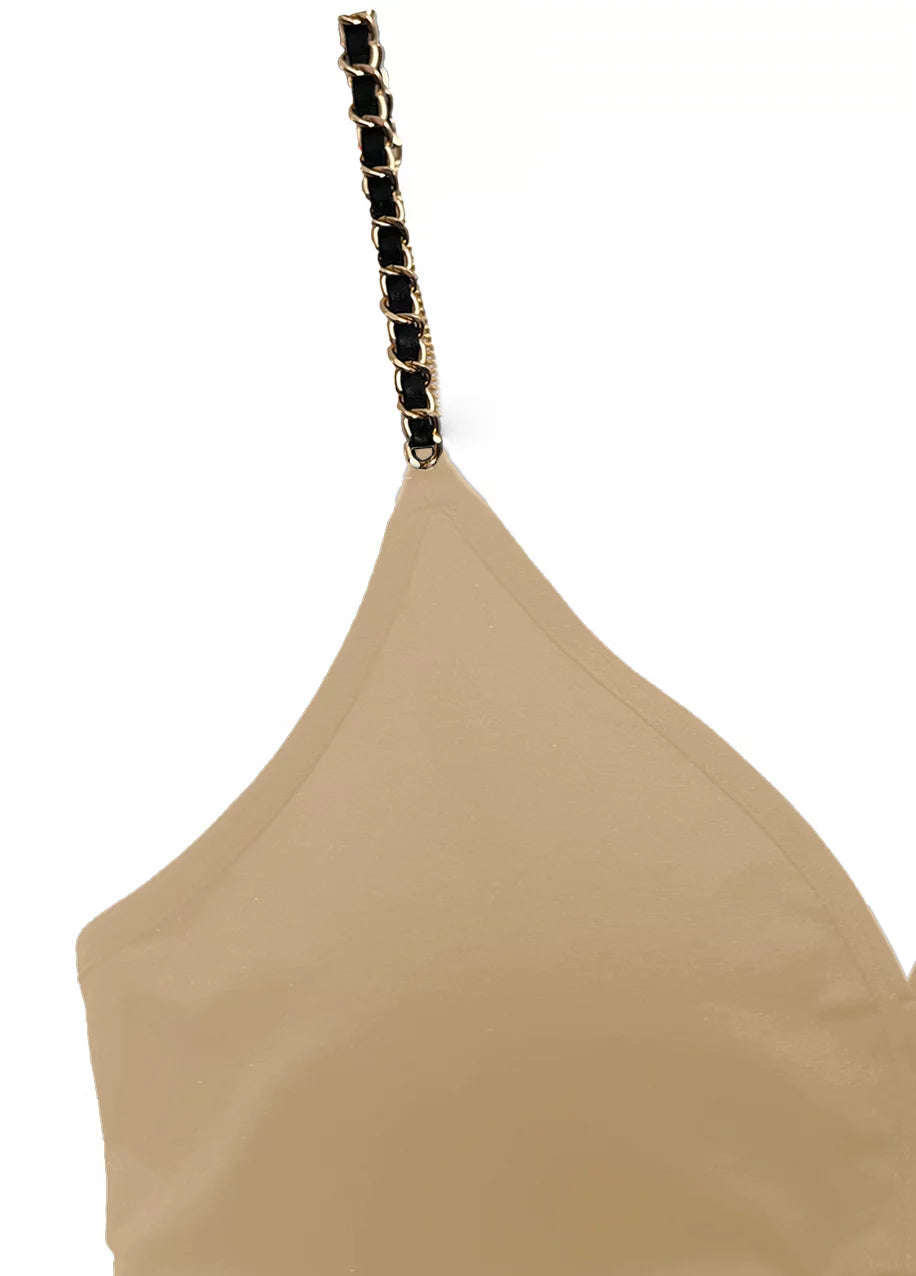 Gold/Black Chain(attached to nude plunge bra)