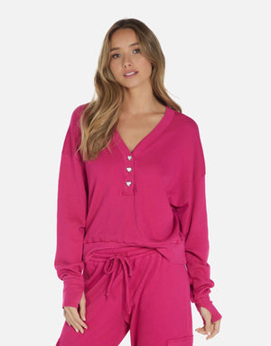HANES PULLOVER- WITH HEART BUTTON