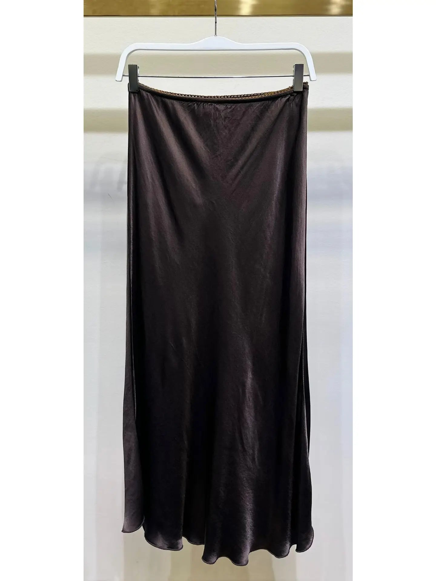 SILKY SLIP SKIRT WITH LACE ELASTIC