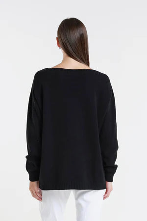 CALLIE SERIOUSLY SOFT LS V-NECK HEART SWEATER