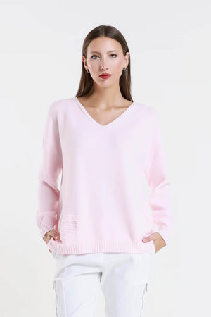 CALLIE SERIOUSLY SOFT LS V-NECK HEART SWEATER