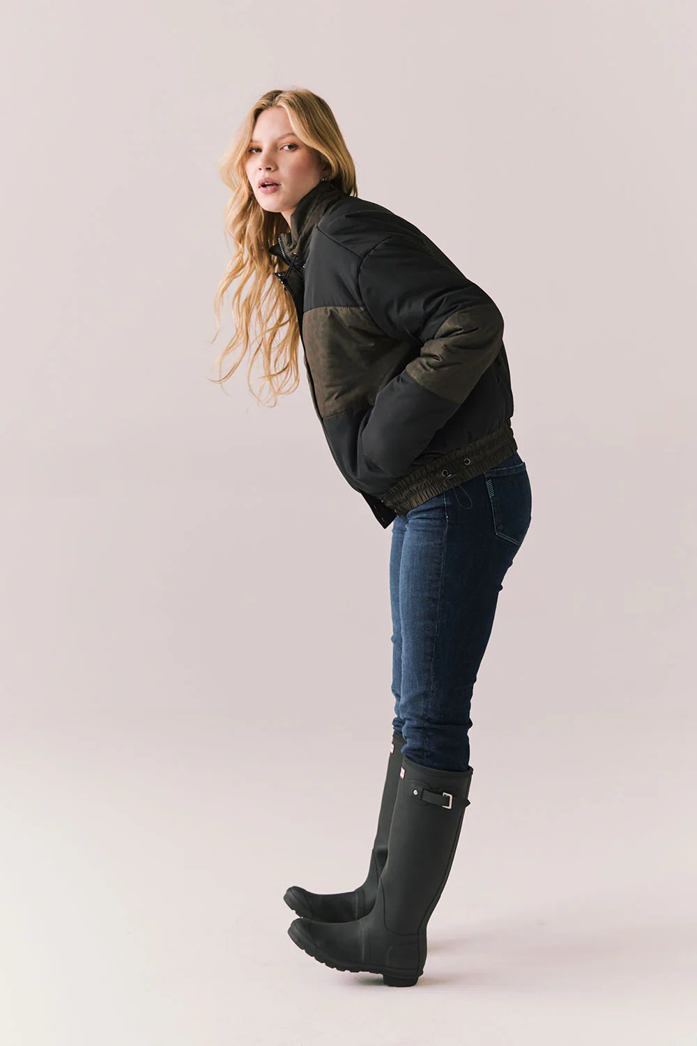 WHISTLERRR LEOPARD AND TRUE BLACK PUFFER JACKET