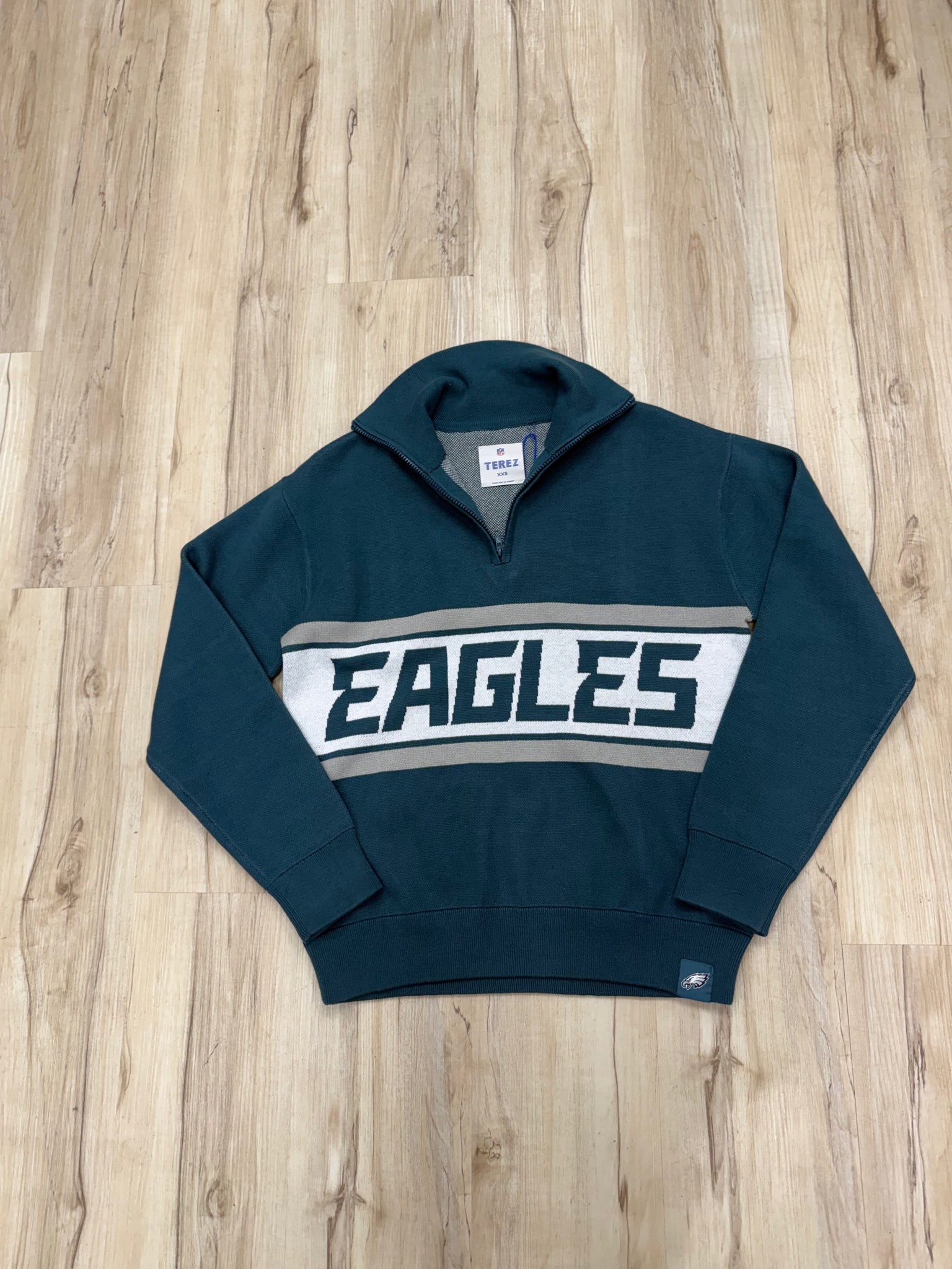 EAGLES LOGO STRIPED QUARTER ZIP