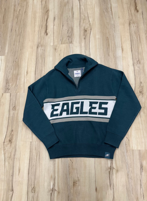 NFL EAGLES 3段ロゴプリントパーカー ×ヴィンテージ バイカラーベスト EAGLES LOGO STRIPED QUARTER ZIP – Bedazzled Boutique