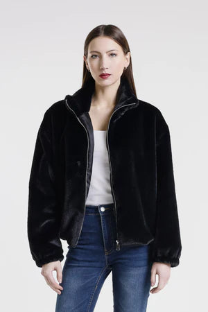 NADIA FAUX MINK BOMBER JACKET
