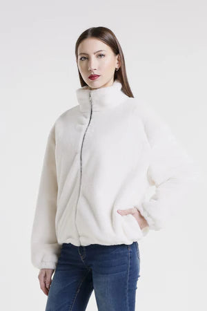 NADIA FAUX MINK BOMBER JACKET