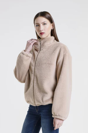 NADIA FAUX MINK BOMBER JACKET