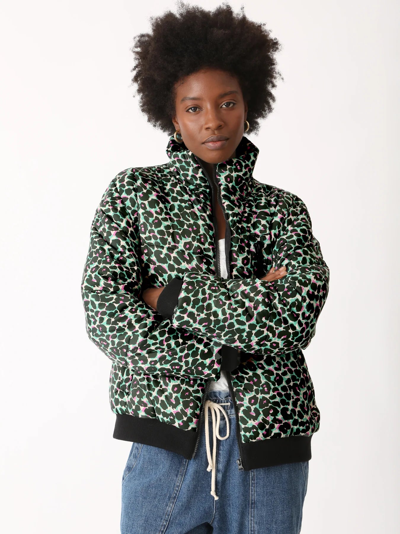 PUFFY JACKET ELECTRIC LEOPARD Bedazzled Boutique