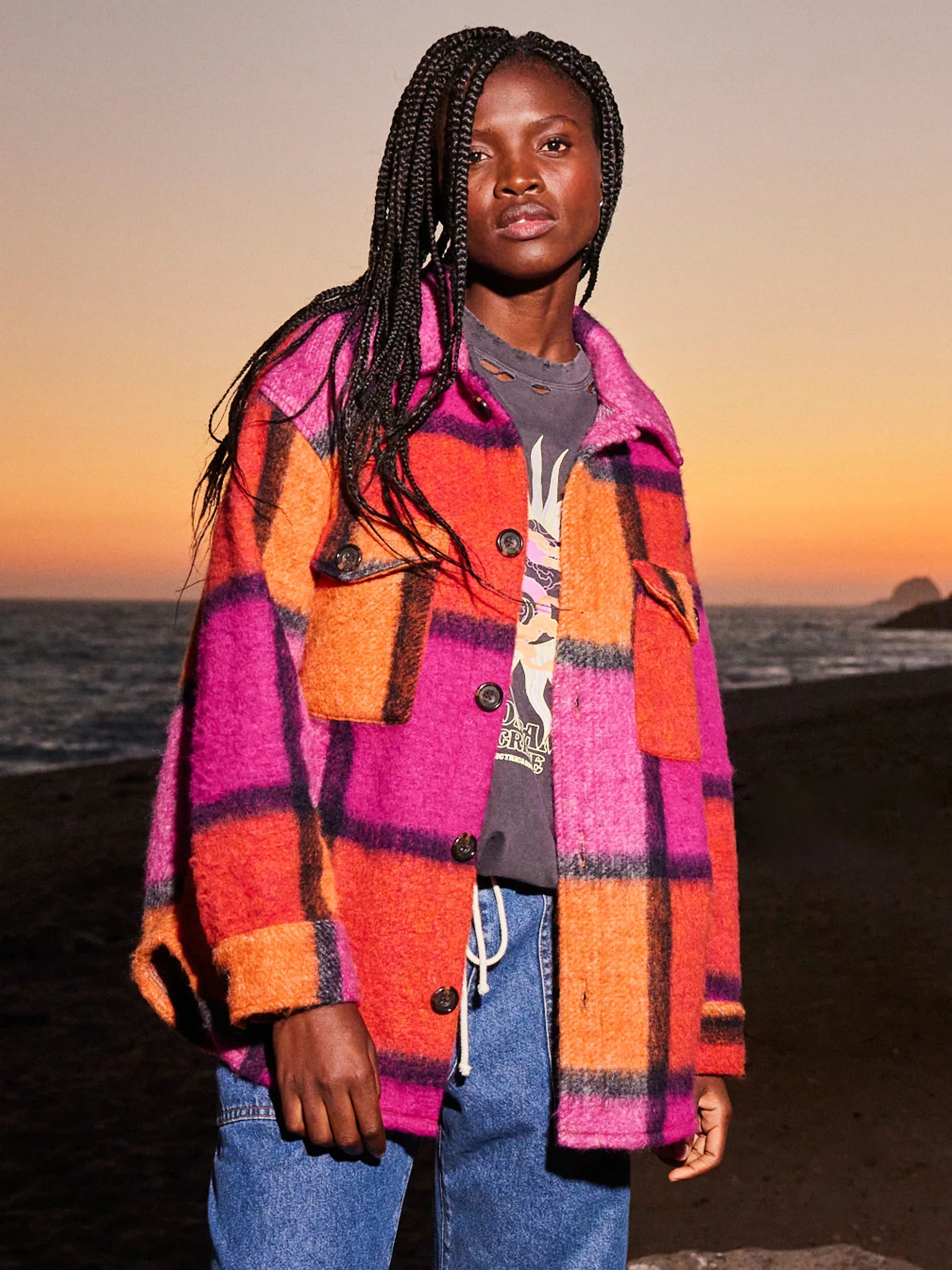 SCOUT JACKET-MAGENTA/ORANGE/SMOKE