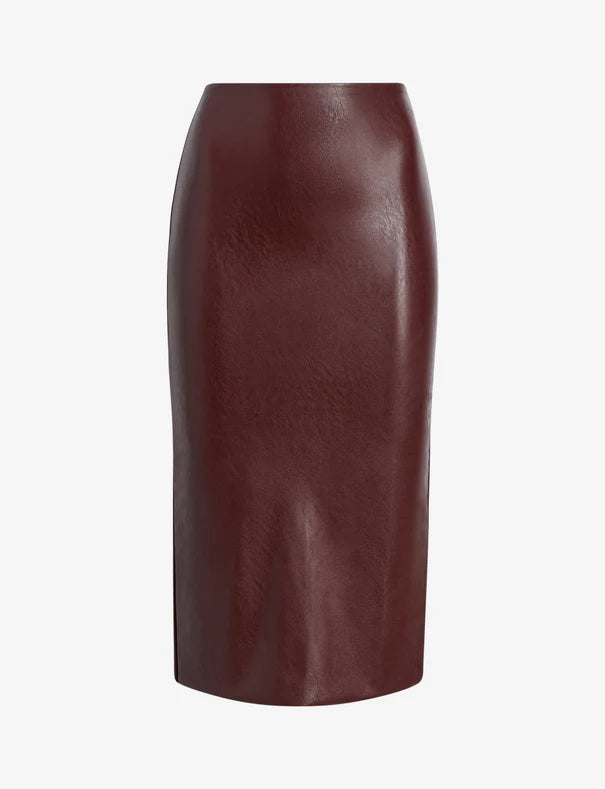 FAUX LEATHER MIDI SKIRT
