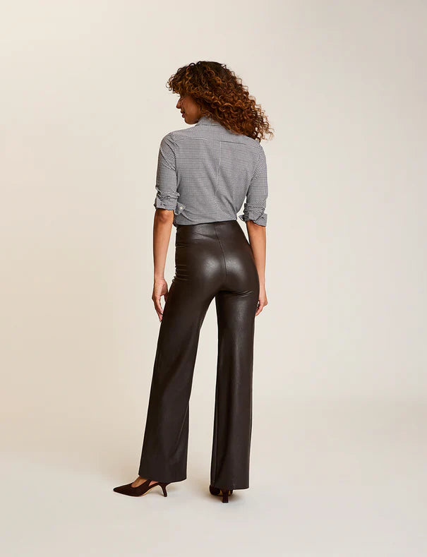 FAUX LEATHER WIDE LEG PANTS