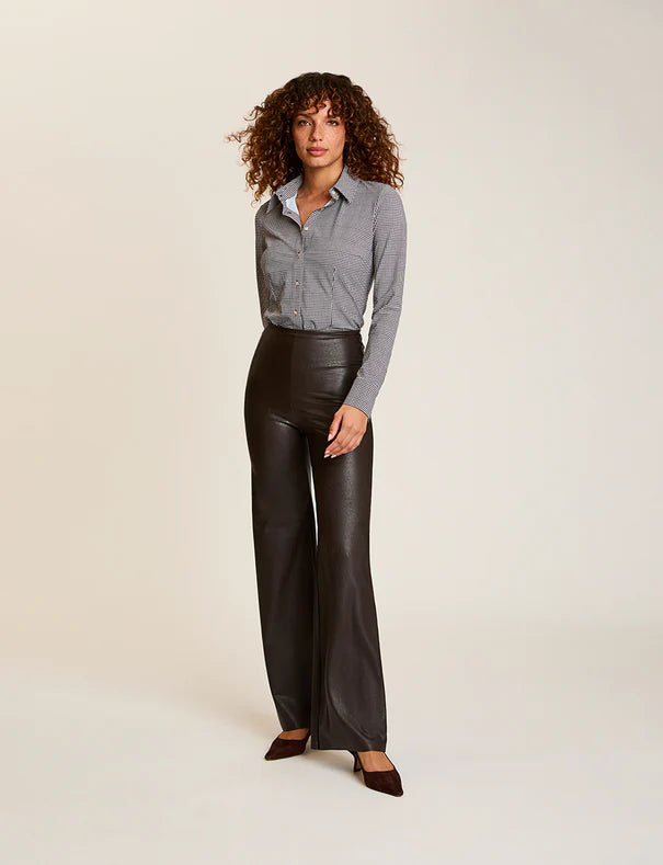 FAUX LEATHER WIDE LEG PANTS
