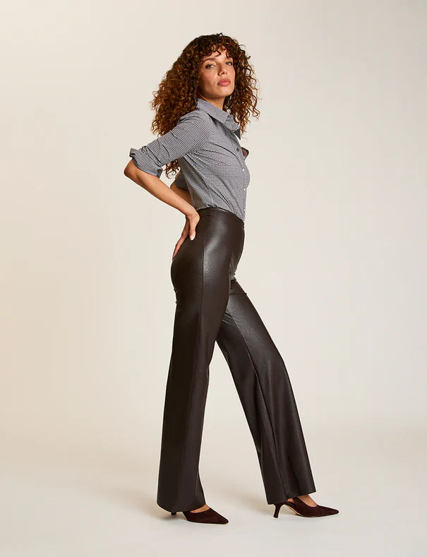 FAUX LEATHER WIDE LEG PANTS