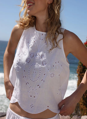 EYELET EMBROIDERED TANK