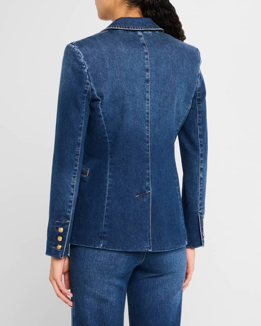 MACEY DENIM NOTCH-COLLAR FITTED BLAZER