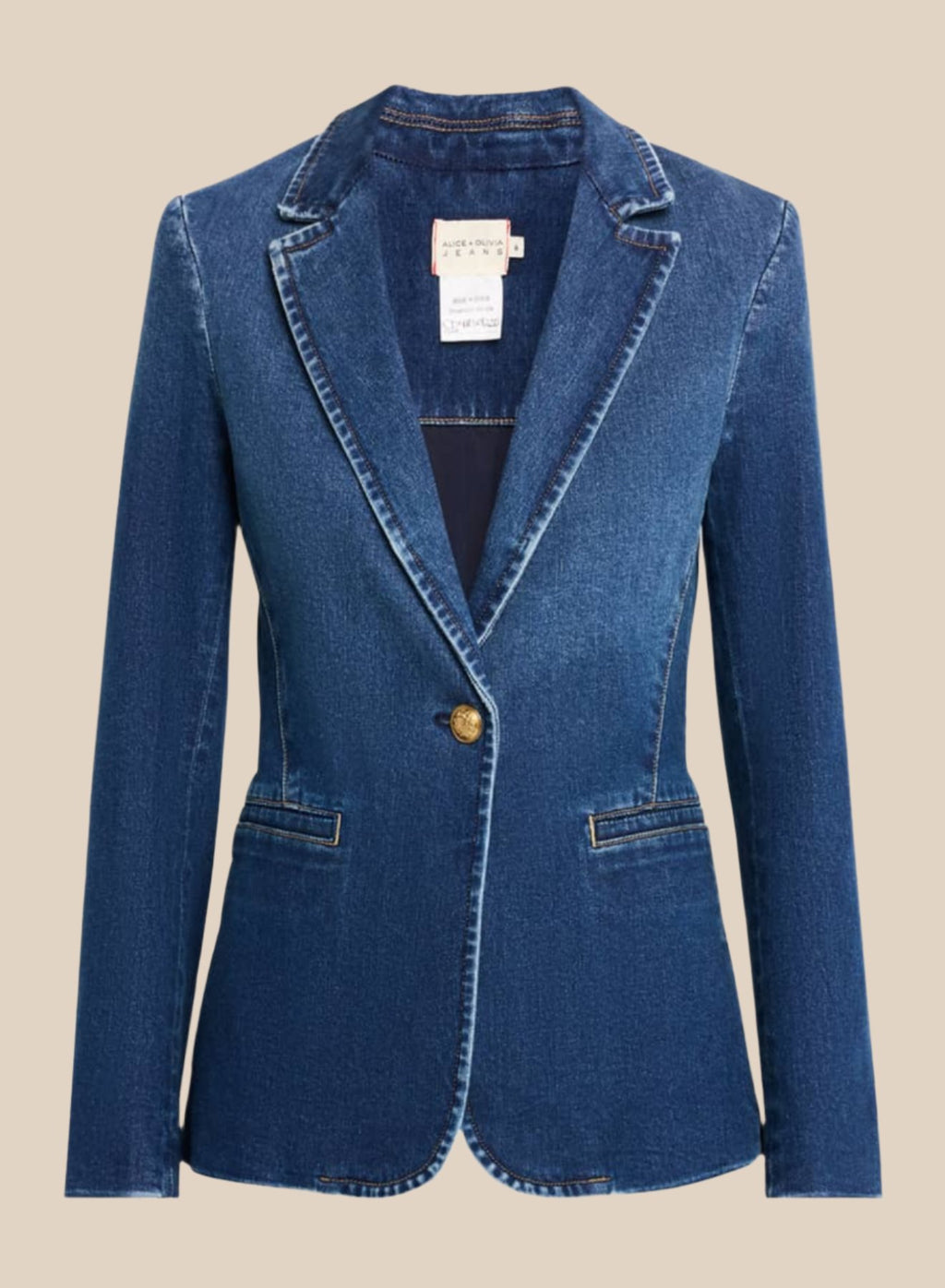 MACEY DENIM NOTCH-COLLAR FITTED BLAZER