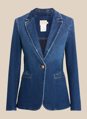 MACEY DENIM NOTCH-COLLAR FITTED BLAZER