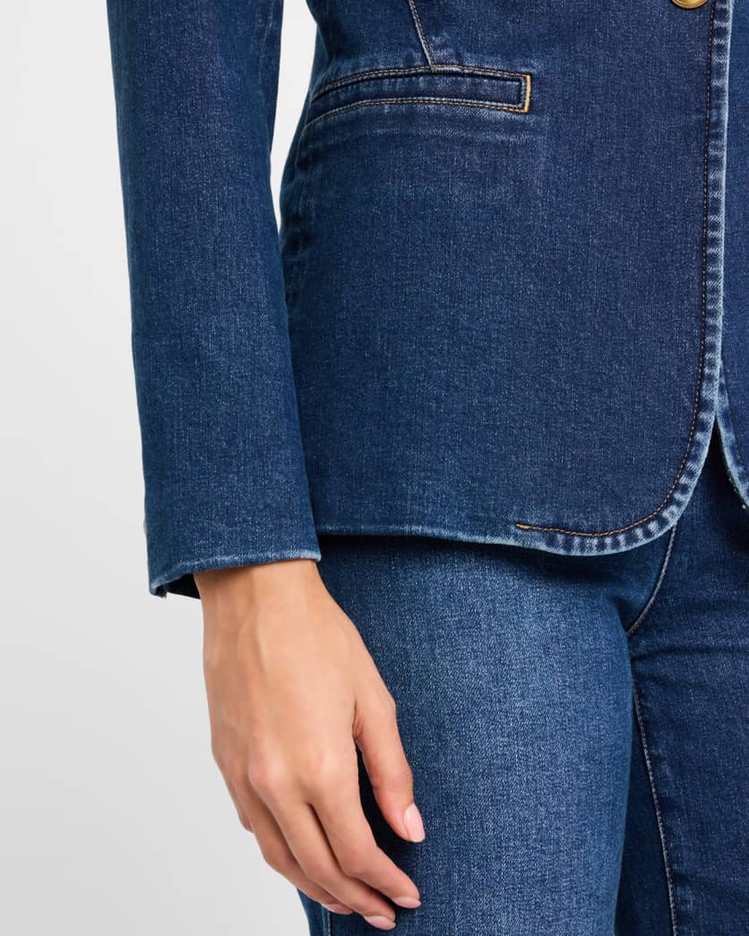 MACEY DENIM NOTCH-COLLAR FITTED BLAZER
