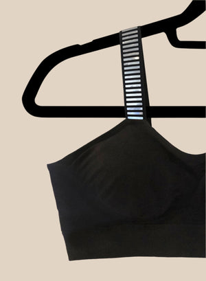 SILVER METALLIC ROW (attached to Black Bra)