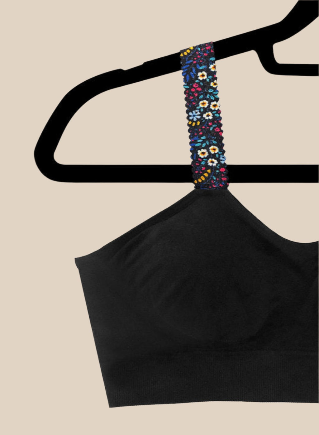 BOHO FLOWERS ON BLACK BRA