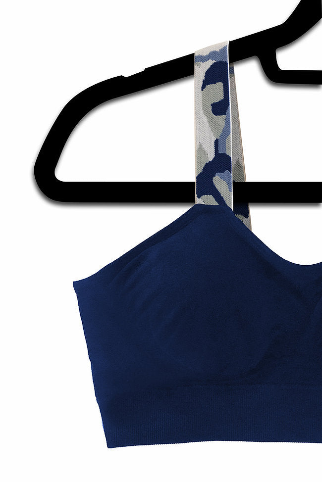 BLUE CAMO (attached to our navy bra)