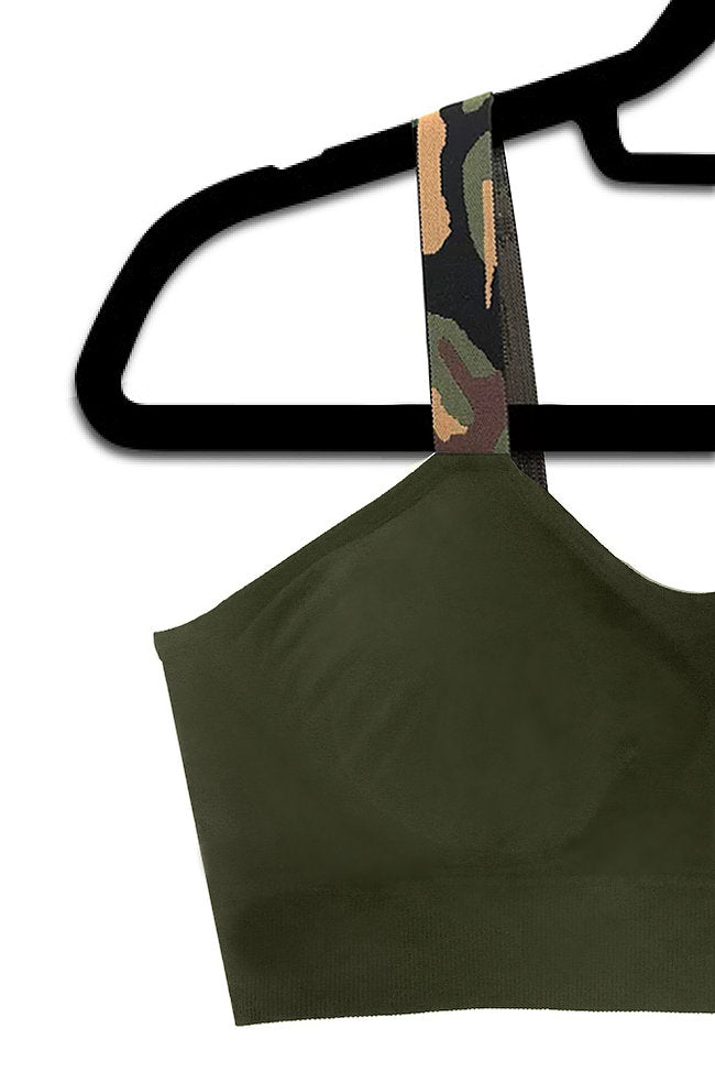 OLIVE GREEN CAMO BRA (attached to olive bra)