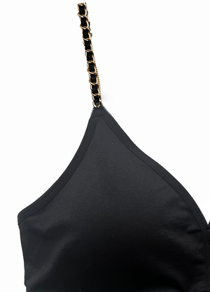 Gold/Black Chain(attached to black plunge bra)