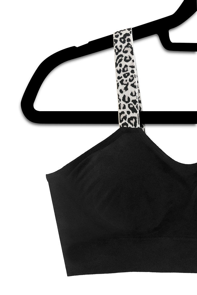 BLACK AND WHITE CHEETAH (attached to our black bra)