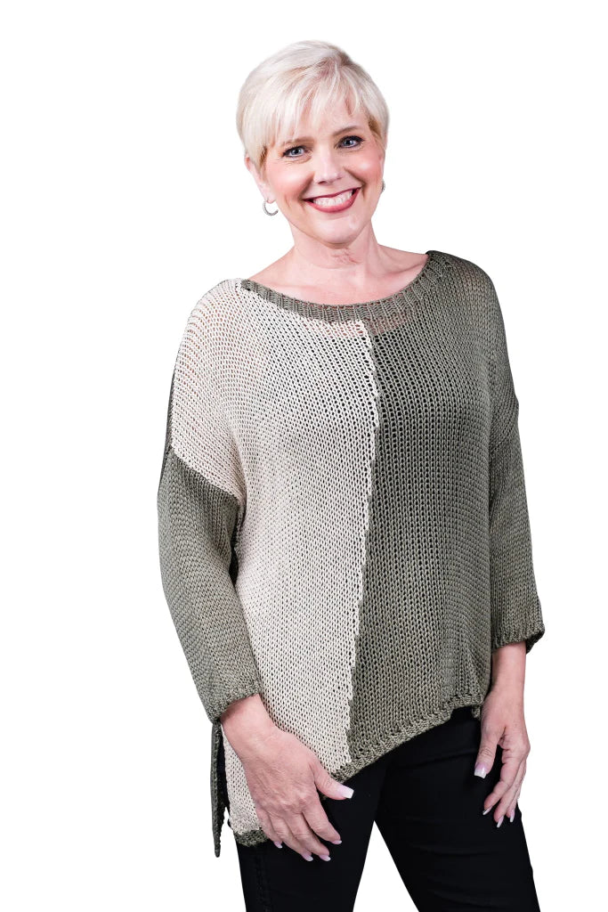 TAYLA TWO TONED COTTON SWEATER