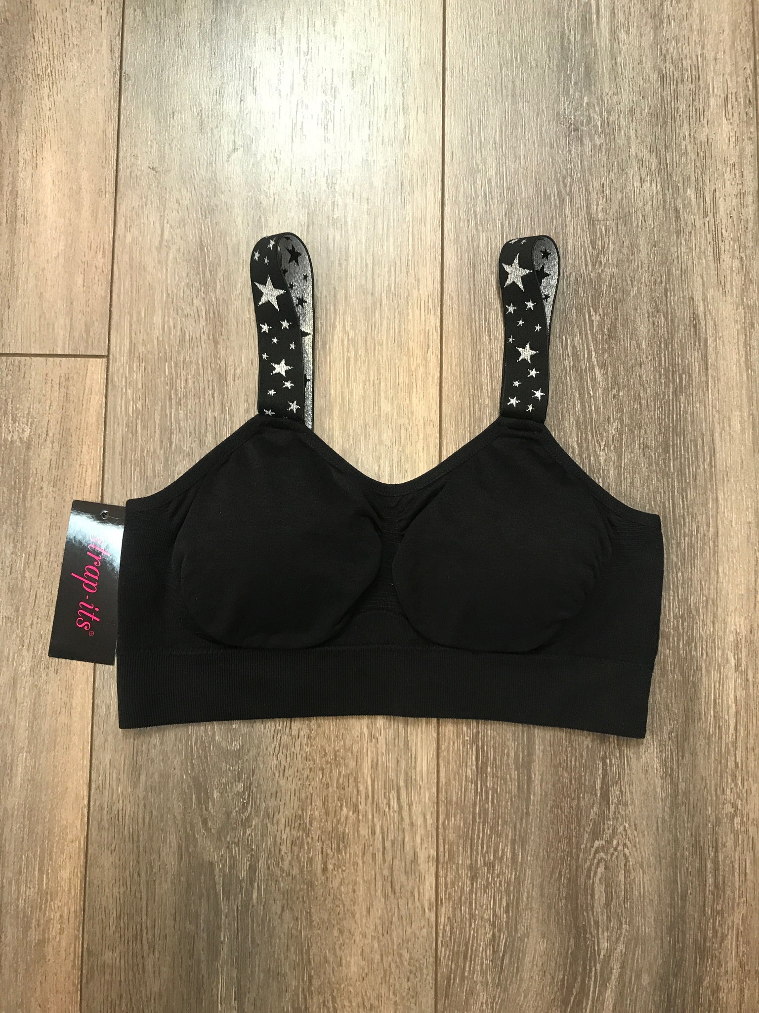 METALLIC SILVER STAR (attached to black bra)