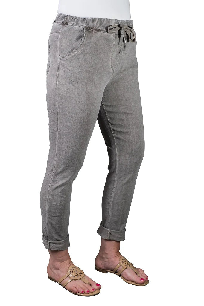 HALEY STRETCH ENZYME COTTON TIE WAIST PANT