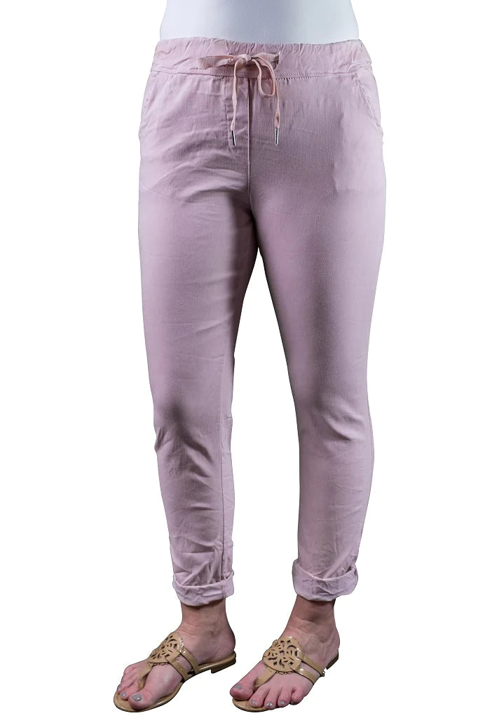 HALEY STRETCH ENZYME COTTON TIE WAIST PANT